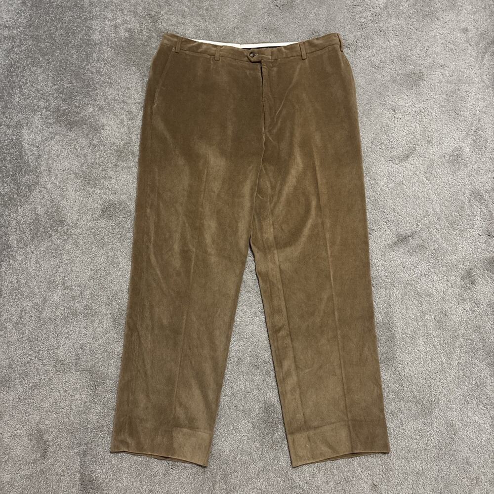 Canali Pants Men 40x32 Brown Tessuto Fine Corduroy Cord Stretch Flat Front Italy